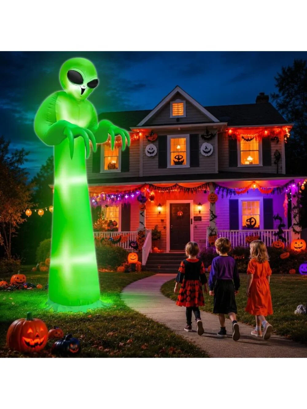 12 FT Scary Inflatable Alien with LED Lights - Halloween Outdoor Decor
